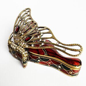 Perry Borelli Butterfly Trinket Box Embellished Crystals Small Jewelry Box